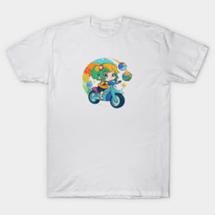 Planets Adventurer Rider Girl Chibi Cute T-Shirt